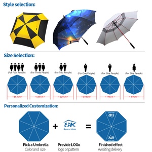 EVA Foam Handle Golf <b>Umbrella</b> with Vented Design UV Resistant Windproof Large Size for Business Gifts - Product Image 5