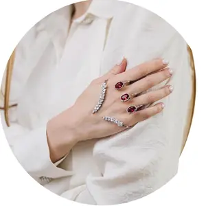 Stonefals foglia bracciale bracciale bracciale palmo per donna Moda polsino Palm Mao bracciale anello zircone anello regolabile gioielli Set
