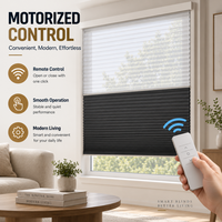 Stores alvéolaires électriques horizontaux jour/nuit étanches à télécommande, isolants thermiques et anti-UV pour chambre à coucher