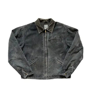 Giacca Varsity in velluto a coste camicie da uomo in cotone con bottoni Casual a manica lunga con tasca a patta Acid Wash - Product Image 1