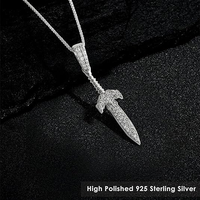 Collier Épée Glacée en Argent Sterling 925 Plaqué Or/Argent avec Moissanite VVS1, Pendentif Épée Viking Givrée, Bijou Hip Hop, Cadeau
