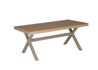 Meubles de jardin modernes, tables à manger, table de patio en plastique et bois, ensemble de chaises