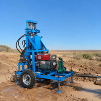 Plateforme mobile portable FY avec châssis à roues, moteur diesel, pompe de forage de puits d'eau, boîte de vitesses, profondeur maximale de 200 m, diamètre de forage de 200 mm, 380 V