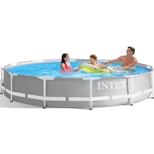 Оригинальный большой бассейн INTEX 26712 366*76 см с металлической рамой, большой наружный семейный бассейн