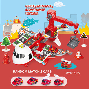 Giocattolo 2 in 1 per Bambini: Parcheggio per Aerei a Frizione e Camion dei Pompieri in Lega Trasformabile in Aereo Elettrico - Product Image 3