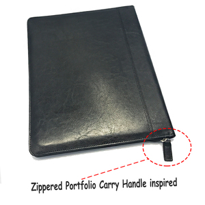 Hot Sale Executive Zippered Leather Documents Organizer Agenda/Portfolio File Folder With Letter-Size Notepad and Pockets - Product Image 4