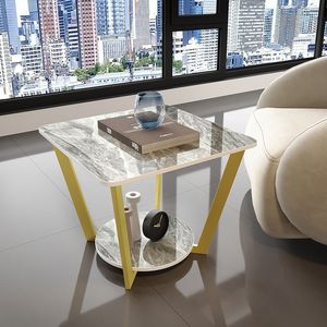 Nouveau Style nordique italien luxe minimaliste <span class=keywords><strong>Table</strong></span> basse carrée petite <span class=keywords><strong>Table</strong></span> d'appoint d'angle marbre Rock plaque <span class=keywords><strong>Table</strong></span> d'appoint de chevet - Product Image 4