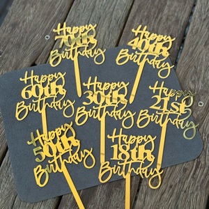NUEVO Cake Topper Decoraciones Happy 18th 21th 30th 40th 50th 60th 70th Birthday - Product Image 1