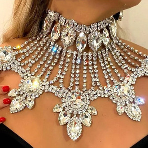 Fashion Exaggerated Rhinestone Necklace Personality Luxury Multi-layer Water Drop Necklace Shiny Earrings Necklace <strong>Jewelry</strong> <strong>Set</strong> - Product Image 4