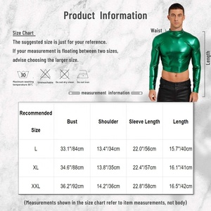 Men Latin Dance Crop <b>Top</b> Metallic Long Sleeve <b>Mock</b> <b>Neck</b> Shiny Liquid Stage Ballroom Festival Costume Custom - Product Image 6
