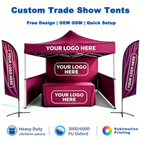 Tente de salon professionnelle 10x10 pieds à structure en acier, prix usine, auvent carré imperméable en Oxford 300D monocouche pour stands de foire commerciale