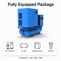 Compresseur d'air à vis monophasé 4-en-1 380V/400V/220V 7,5-250KW avec réservoir, sécheur et filtre, économie d'énergie 25%, faible bruit