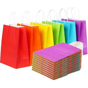 Bolsas de Regalo de Papel Kraft de Colores Biodegradables para Comida, Fiestas, con Asas de Mano para Niños, Cumpleaños, Bodas, Baby Shower - Product Image 1