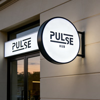 Enseigne Lumineuse Ronde Publicitaire Personnalisée, Logo d'Extérieur pour Commerce, Boîte Lumineuse LED Circulaire, Enseigne Lumineuse Vive
