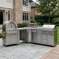 Cuisine extérieure en acier inoxydable 304 certifiée CE, ignifuge, durable et robuste pour villa, ensemble de cuisine extérieure modulaire