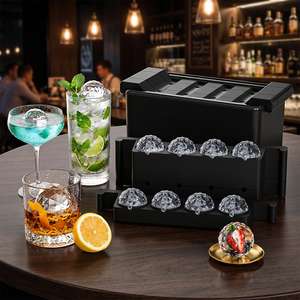 <span class=keywords><strong>Moule</strong></span> à glaçons ronds en silicone transparent sans BPA, pour whisky, avec seau de rangement isolant - Product Image 1