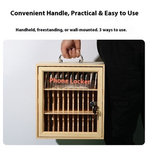 Armoire <span class=keywords><strong>de</strong></span> <span class=keywords><strong>rangement</strong></span> portable en bois massif avec serrure Boîte <span class=keywords><strong>de</strong></span> <span class=keywords><strong>rangement</strong></span> murale épaissie pour téléphone portable pour les étudiants et l'usine - Product Image 3