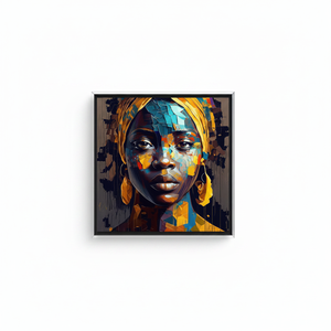 Printed Art Deco Panel <b>Canvas</b> Mosaic Portrait of an Abstract African Woman Clear <b>Framed</b> Hanging Wall Art - Product Image 2