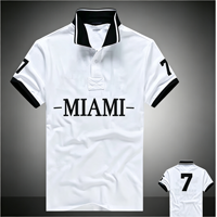 Polo à manches courtes en coton à col chemise, motif de lettres brodées, série City, ample, été, lavable en machine