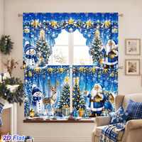 Frohe Weihnachten, Weihnachtsmann und Rentier-Vorhänge, Polyester-Vorhänge für Innendekoration, Neujahrsvorhänge, Heimdekorationen