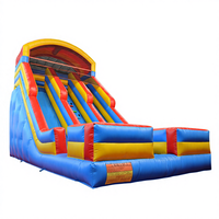 Toboggan aquatique gonflable à double piste rouge et bleu, parc aquatique extérieur pour enfants, château gonflable facile à installer pour enfants et adultes, parc d'attractions