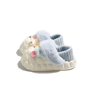 รองเท้าแตะแบบเปิดนิ้วเท้า Evergreen สำหรับผู้หญิง ฤดูใบไม้ร่วง/ฤดูหนาว พื้นหนาสองชั้น ทำจากผ้าขนสัตว์และผ้าฝ้าย กันลื่น - Product Image 1