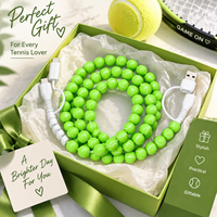 Câble de charge USB Type C 4-en-1 en forme de balle de tennis avec perles, câble de transfert de données, cadeau pour les fans de sport