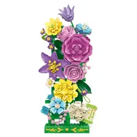 Jie Star MOC Blocs de construction mur floraux, modèle de bouquet romantique, ornement, décoration intérieure, cadeau pour adultes, 626 pièces