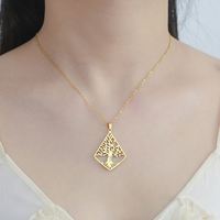 Collier Arbre de Vie Myshape, Collier Géométrique Losange Tendance, Pendentif Arbre Classique, Bijoux en Acier Inoxydable, Cadeau d'Anniversaire