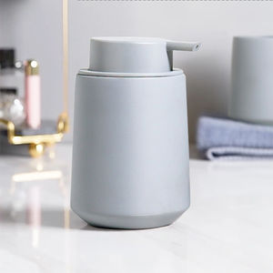 Distributeur de savon liquide écologique en céramique de qualité hôtelière, mécanisme à poussoir, double fonction pour les toilettes et la salle de bain, rechargeable, 300 ml - Product Image 2