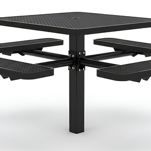 Table de pique-nique carrée noire OEM 72 pouces avec chaises, ensemble robuste <span class=keywords><strong>pour</strong></span> jardin/terrasse, table de camping avec bancs, en métal expansé - Product Image 4