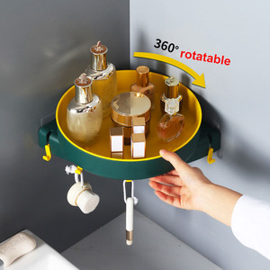 Rotating Bathroom Shelf Organizer Wall-Mounted Corner Storage Rack for Kitchen Shower Shampoo Holder Bathroom Accessories
