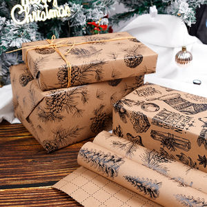 Wholesale 80g Double-Sided <b>Kraft</b> Print <b>Christmas</b> Custom 43cm X 10m Roll <b>Wrapping</b> <b>Paper</b> for Packaging - Product Image 5