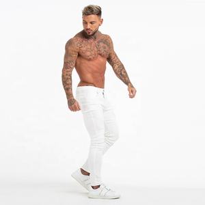 Uomini Scarni Dei <span class=keywords><strong>Jeans</strong></span> di Nuovo Stile <span class=keywords><strong>Jeans</strong></span> Strappati Uomini Street Wear Bianco Skinny Lavato Morbido Slim Fit Stretch Pant - Product Image 3