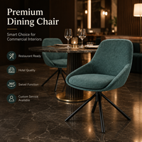 Chaise de salle à manger moderne pivotante en bouclette vert sarcelle profond, siège ergonomique, accoudoirs ergonomiques, base étoile de qualité commerciale, rotation 360° °   Hôtel Restaurant Café
