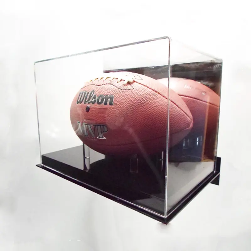 Wand montage Acryl Fußball Vitrine Benutzer definierte transparente Plexiglas Ball Display Stand