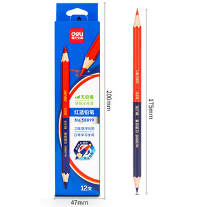Deli Red And Blue Pencils 58899 Double-ended 12-pack For Drawing Engineering Medical Use - Product Image 3