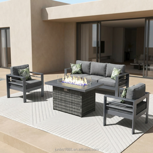Ensemble <span class=keywords><strong>de</strong></span> canapés d'extérieur <span class=keywords><strong>de</strong></span> style industriel, mobilier <span class=keywords><strong>de</strong></span> <span class=keywords><strong>jardin</strong></span> <span class=keywords><strong>en</strong></span> métal avec table brasero <span class=keywords><strong>en</strong></span> <span class=keywords><strong>osier</strong></span>, ensemble <span class=keywords><strong>de</strong></span> <span class=keywords><strong>salon</strong></span> <span class=keywords><strong>de</strong></span> patio résistant aux intempéries pour villa - Product Image 1