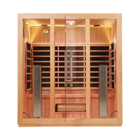 Sauna infrarouge lointain intérieur sec de luxe en bois massif contrôlé par wifi pour 4 personnes