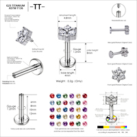 Boucles d'oreilles en forme de fleur en alliage de titane TT ASTM F136 plaqué or avec zircon, de qualité implantable, pour piercing corporel, style tendance