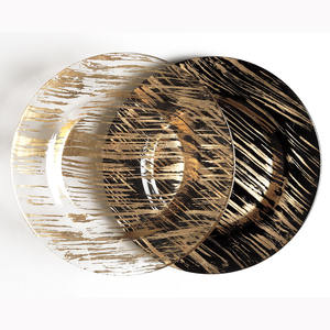 Platos de Presentación Transparentes K11 para Bodas, de 33 cm (13 Pulgadas), de Vidrio Ecológico, con Borde de Burbuja Clásico y Diseño de Color Combinado - Product Image 1