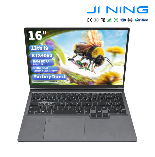 2026 New Wholesale High Performance 16" Creator Laptop Intel I9 RTX4060 6GB GDDR5 16GB Colorful Backlit Metal Camera English