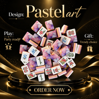 Jeu de tuiles de Mahjong américain, 4 couches, marbre violet dégradé, acrylique, personnalisé, motif floral botanique coloré, tuiles de jeu standard NMJL