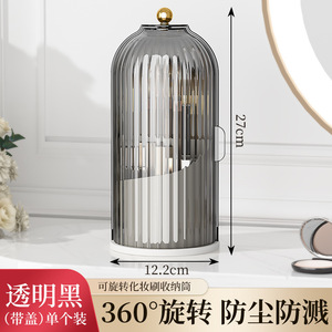 Rotating Makeup Organizer With Transparent Lid 360 Degree Spin Cosmetic Storage Holder For <b>Brush</b> Lipstick Eyebrow Pencil - Product Image 5