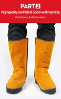 Bottes de travail en cuir en gros, chaussures de protection pour la soudure, bottes de sécurité pour les travailleurs