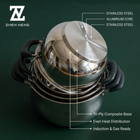 Ensemble de casseroles en acier inoxydable de qualité supérieure, moderne, 4 pièces, avec fond capsule 3 couches, compatible induction, poli miroir, ustensiles de cuisine écologiques