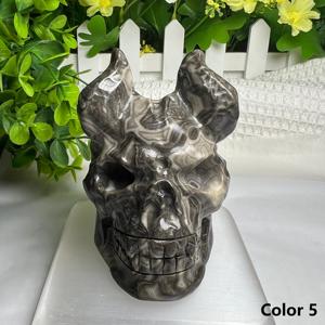 新しいクリスタルデーモンスカル彫刻工芸品約9センチ手彫り天然石アートコレクション家の装飾クールスタイルギフト - Product Image 6