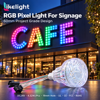 Lumière ponctuelle à pixels RGB UCS2903 de 60 mm, DC24V, SMD5050, 18 LED, 360 degrés, programmable, type cabochon, pour enseignes publicitaires et projets de logos