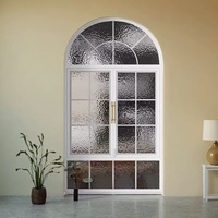 Ventana Abatible Estilo Francés, Ventana de Guillotina con Vidrio Templado Antirrobo, Ventanas Decorativas de Vidrio con Marco de Aleación de Aluminio para Casas