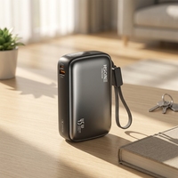 Batterie externe 45W 20000mAh 4-en-1 avec câbles Type-C doubles intégrés, support, cordon de transport, contrôle de température NTC sans fil 3C, gravure laser gratuite